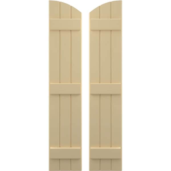 Ekena Millwork Americraft 3-Board (3 Batten) Wood Joined Board-n-Batten Shutters w/Ellipt Top, ARW401BE311X77NTH, PR ARW401BE311X77NTH - main